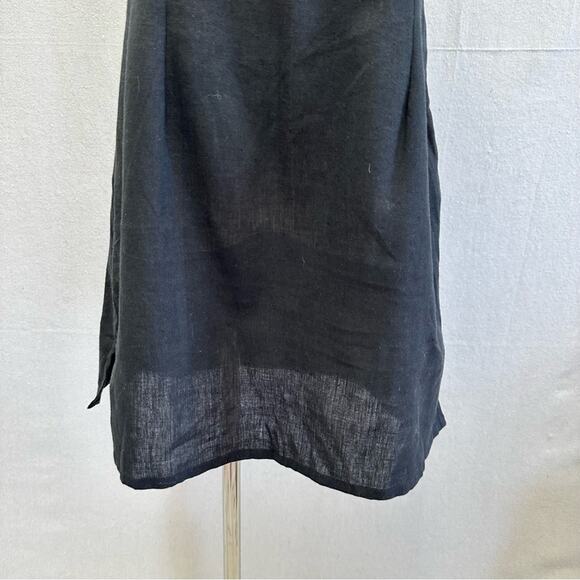 ASOS DESIGN Linen Square Neck Mini Slip Sundress In Black US size 8 Open Back - Picture 6 of 15